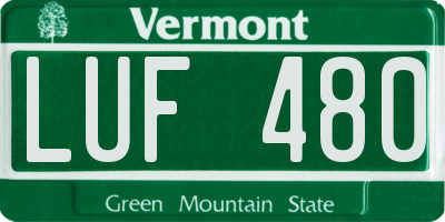 VT license plate LUF480