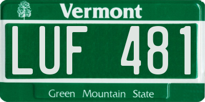 VT license plate LUF481