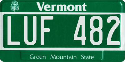 VT license plate LUF482