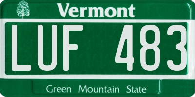 VT license plate LUF483