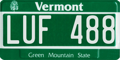 VT license plate LUF488