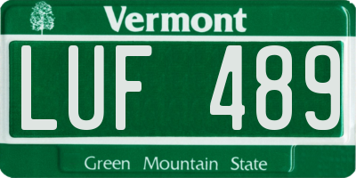 VT license plate LUF489