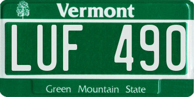 VT license plate LUF490