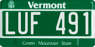 VT license plate LUF491