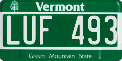 VT license plate LUF493