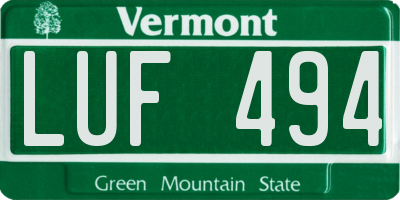 VT license plate LUF494