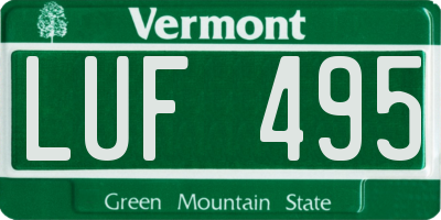 VT license plate LUF495