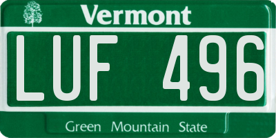 VT license plate LUF496