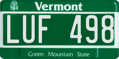 VT license plate LUF498