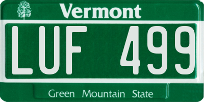 VT license plate LUF499