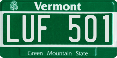 VT license plate LUF501