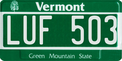 VT license plate LUF503