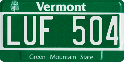 VT license plate LUF504