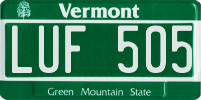 VT license plate LUF505