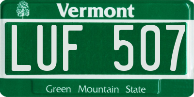 VT license plate LUF507