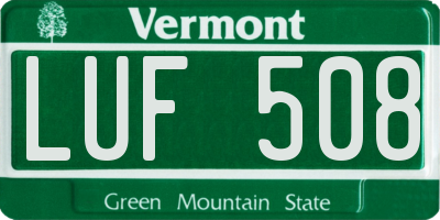 VT license plate LUF508