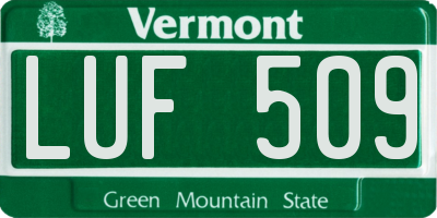 VT license plate LUF509