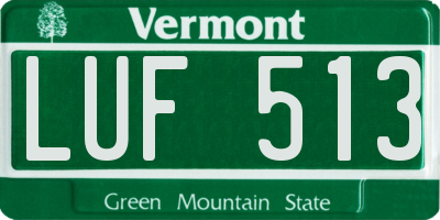 VT license plate LUF513