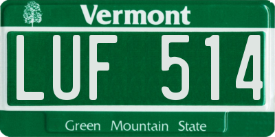 VT license plate LUF514