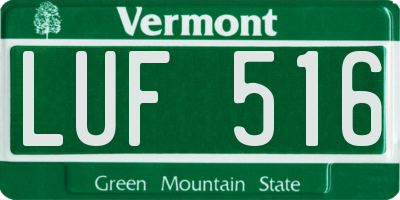 VT license plate LUF516