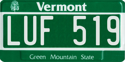 VT license plate LUF519