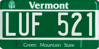 VT license plate LUF521