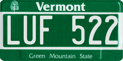 VT license plate LUF522
