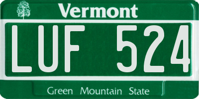VT license plate LUF524