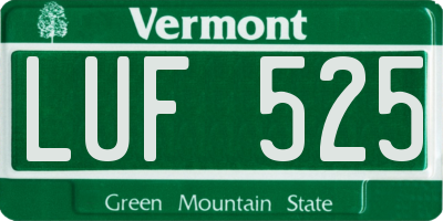 VT license plate LUF525