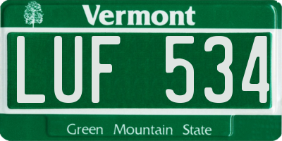 VT license plate LUF534
