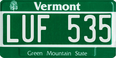 VT license plate LUF535