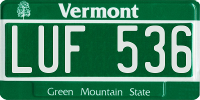 VT license plate LUF536