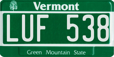 VT license plate LUF538