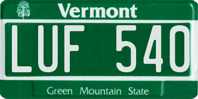 VT license plate LUF540