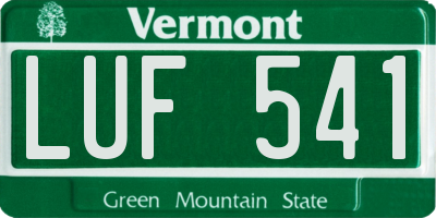 VT license plate LUF541