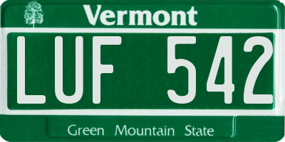 VT license plate LUF542