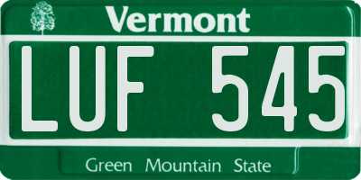 VT license plate LUF545