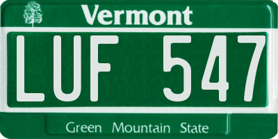 VT license plate LUF547