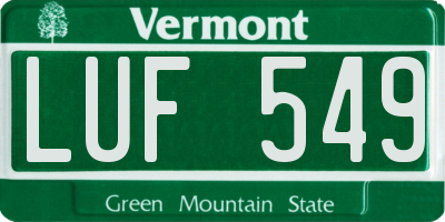 VT license plate LUF549