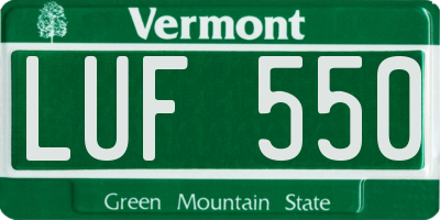 VT license plate LUF550