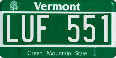VT license plate LUF551