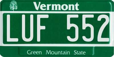 VT license plate LUF552