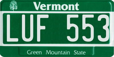 VT license plate LUF553