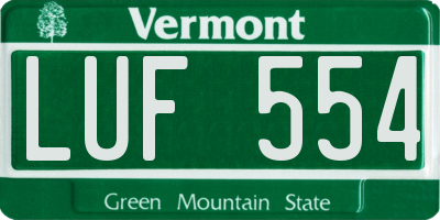 VT license plate LUF554