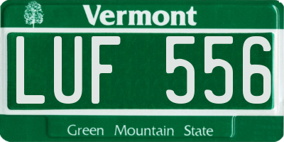 VT license plate LUF556