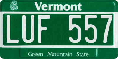 VT license plate LUF557