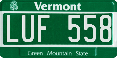 VT license plate LUF558