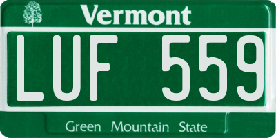 VT license plate LUF559