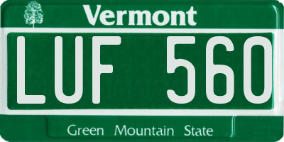 VT license plate LUF560