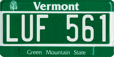 VT license plate LUF561